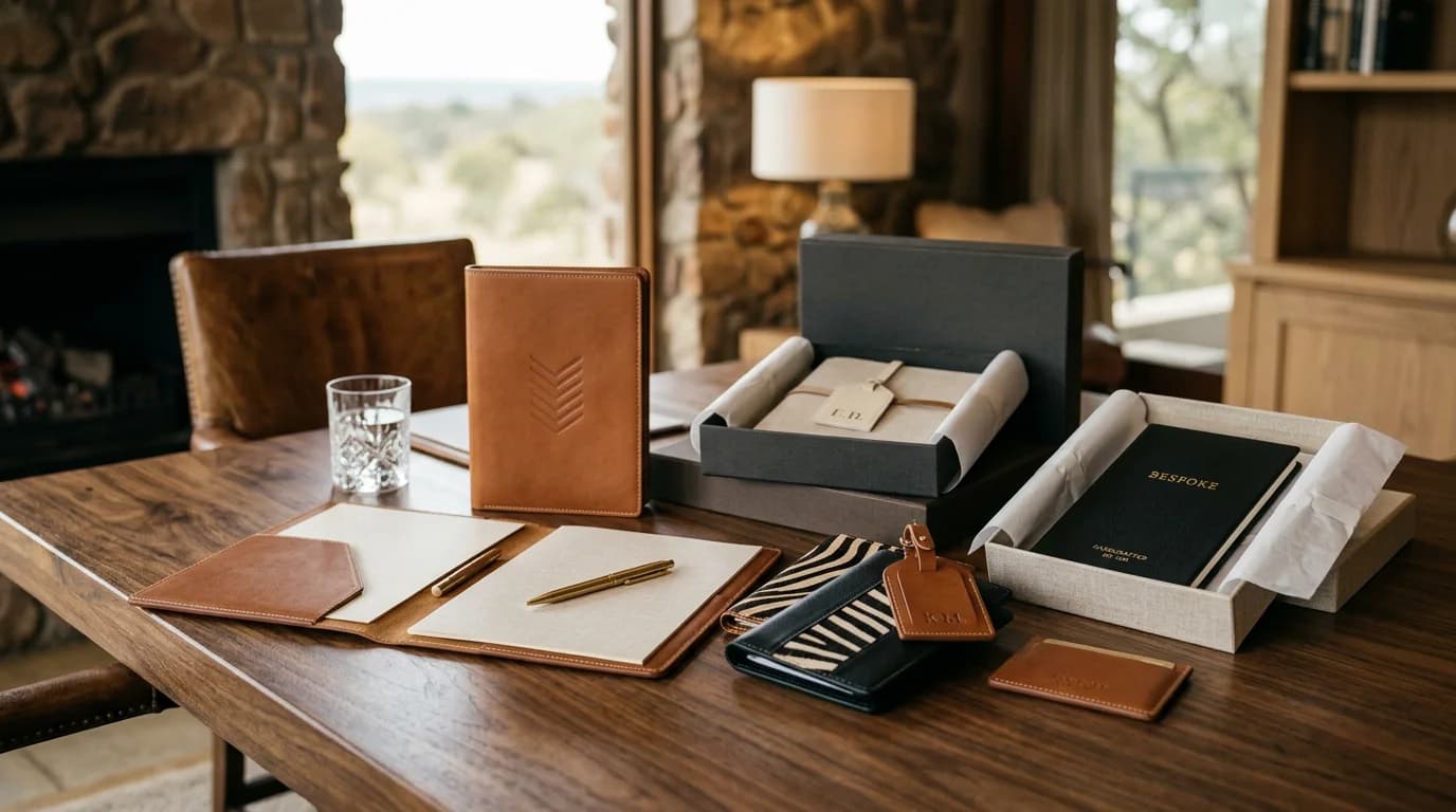 A selection of Els and Co handcrafted leather gifts