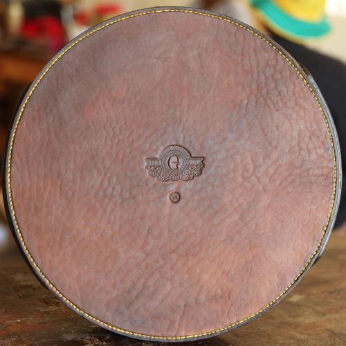 round leather tray, handmade, leather