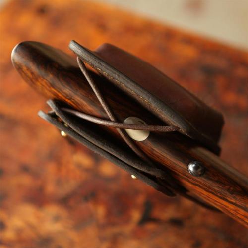 The Kimberley Rifle Stock Cartridge Pouch, leather strings, leather product, handcrafted, gun, wood stock