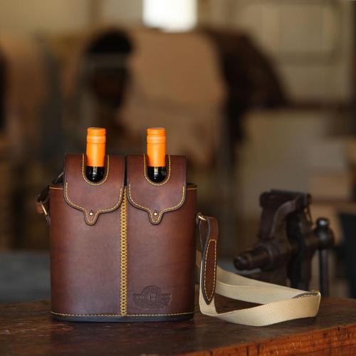 wine carrier, leather, leather product, wine bottles