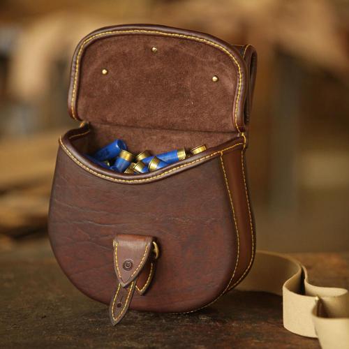 The King William's Town Cartridge Bag, blue bullets, leather bag, leather products, cotton canvas strap, initials stamp, handcrafted 