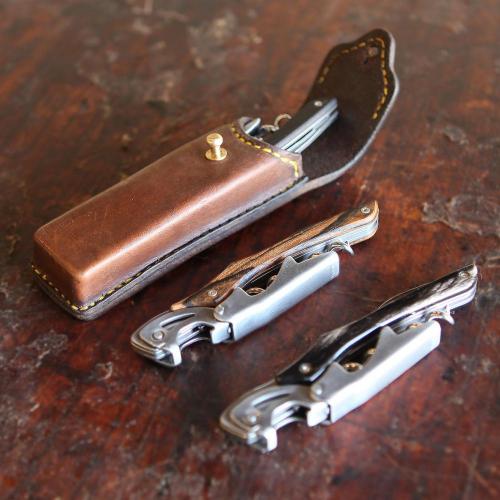 corkscrews, leather pouch, handcrafted, leather goods